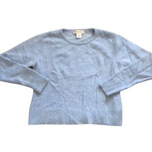 VTG Womens Crewneck Sweater Sz XL Blue Angora Wool Blend Soft Cozy Fuzzy Basic